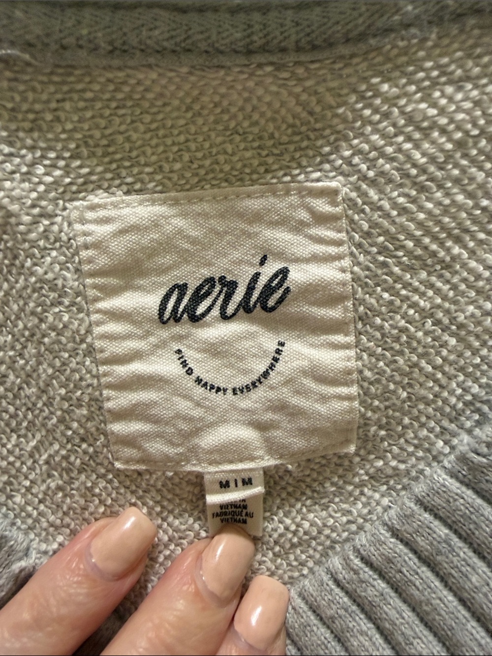 aerie Heather Gray V-Neck Sweater - Picture 2 of 6